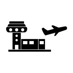 airport icon, simple flat style, illustration, logo sign symbol pictogram template, for ui or ux isolated on white for mobile app, editable
