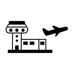 airport icon, simple flat style, illustration, logo sign symbol pictogram template, for ui or ux isolated on white for mobile app, editable