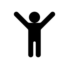 icon of person raising both hands, simple flat style, illustration, logo sign symbol pictogram template, for ui or ux isolated on white for mobile app, editable