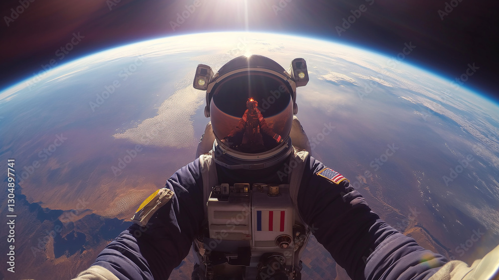 Aufkleber This passenger in a spacesuit enjoys the breathtaking view of Earth from a suborbital spaceflight.