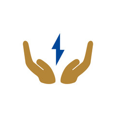 save energy icon, control electricity power, hand saving consumption, simple flat style, pictogram logo sign symbol vector illustration, isolated on white for mobile app