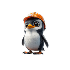 Obraz premium Adorable Penguin in Hard Hat - 3D Render