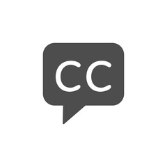 closed caption subtitle icon, simple flat style, illustration, logo sign symbol pictogram template, for ui or ux isolated on white for mobile app, editable