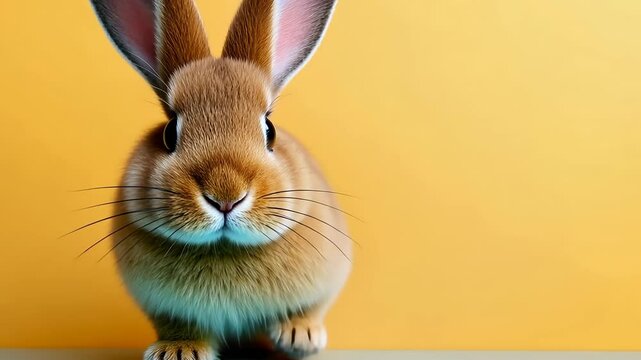 cute animal pet rabbit or bunny brown color smiling and laughing isolated with copy space for easter background, rabbit, animal, pet, cute, fur, ear, mammal, background, celebration