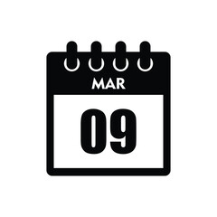 Obraz premium calender icon, 09 march icon with white background