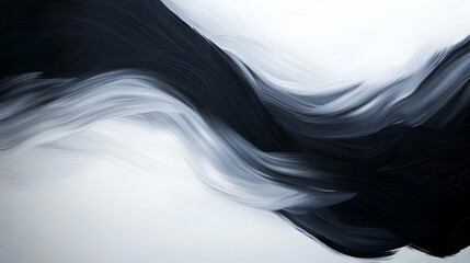 A captivating abstract swirl of black and white colors creating a dynamic flow, perfect for modern art applications.
