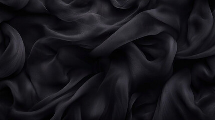Fototapeta premium Abstract black background with crumpled fabric texture