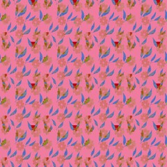 Seamless pattern with plowers and leaves