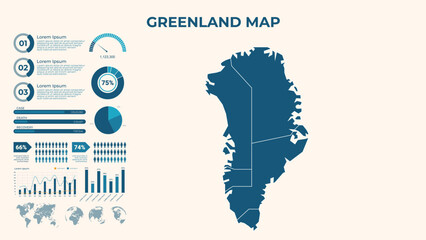 Infographic Map of Greenland. Vector Map of a global map in the form of regions of Greenland. Vector Illustration