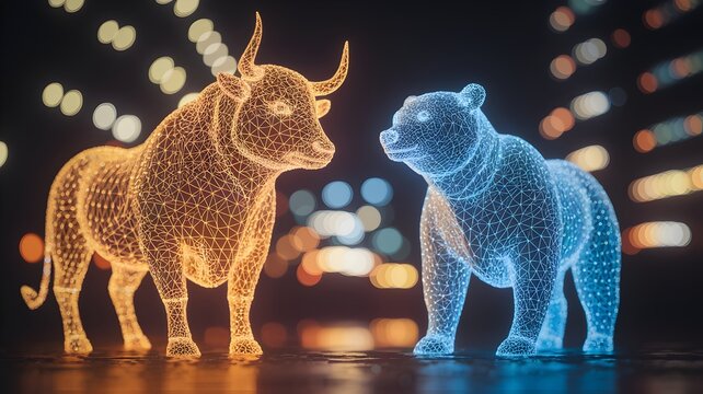 Bulle und B&auml;r digitale Figuren von der B&ouml;rse