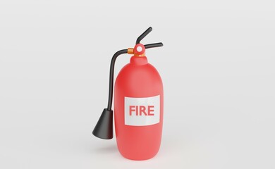 3D illustration. Fire safety, fire alarm, fire extinguisher