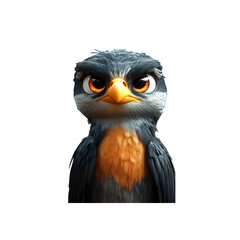 Fototapeta premium Grumpy Animated Bird Character Portrait