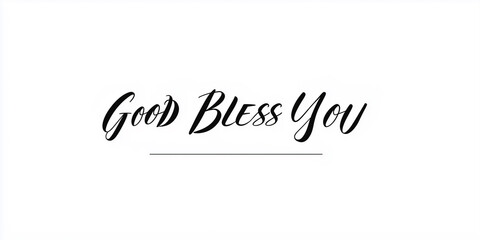 A minimalist black and white typography design featuring the words "GOD BLESS YOU"