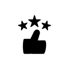 thumb icon with star, simple flat style, illustration, logo sign symbol pictogram template, for ui or ux isolated on white for mobile app, editable