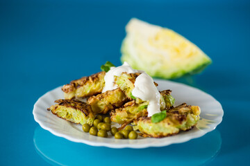 vegetable cabbage cutlets on a blue background