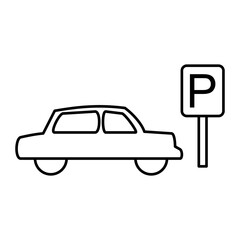 parking icon, simple flat style, illustration, logo sign symbol pictogram template, for ui or ux isolated on white for mobile app, editable