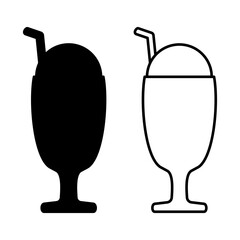 Ice cream cup icon, simple flat style, illustration, logo sign symbol pictogram template, for ui or ux isolated on white for mobile app, editable