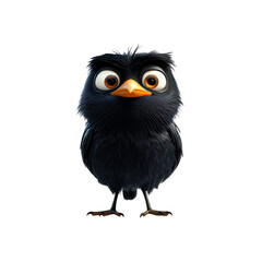Fototapeta premium Adorable 3D Render of a Black Bird Character with Orange Beak