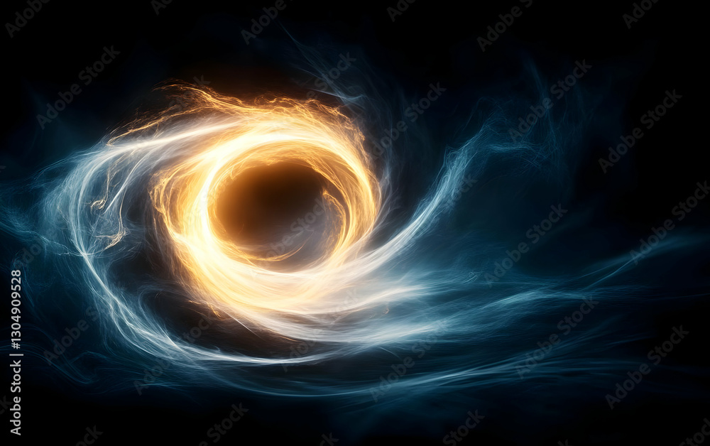 Canvas Prints a dynamic swirl of golden and blue light representing energy and motion against a dark backdrop.