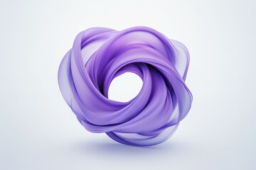 Intricate purple fabric swirl with soft curves showcasing fluidity and elegance on a minimalistic background