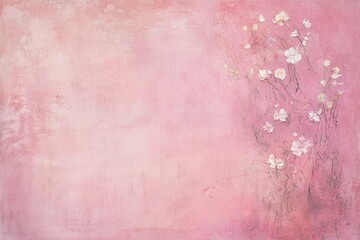 Fototapeta premium Pink textured background with delicate white flowers.