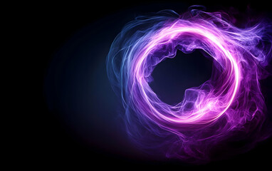 A mesmerizing swirl of purple smoke forming a circular pattern, creating a captivating visual effect against a dark background.
