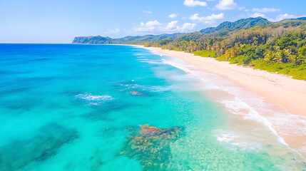 Obraz premium Dynamic water splash, bubbles, ripples, underwater light rays and tranquil ocean views