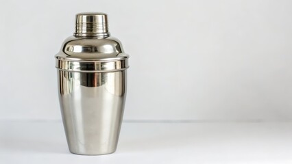 Stainless Steel Cocktail Shaker on White Background