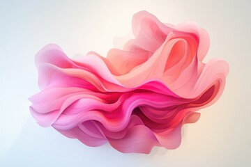 Obraz premium Colorful abstract sculpture made of flowing pink layers displayed in a modern art gallery