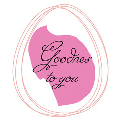 Happy Easter, All the best! Lettering, text, egg linear, bright spot, vector illustration