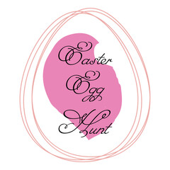 Happy Easter, Easter egg hunt, Lettering, text, egg linear, bright spot, vector illustration