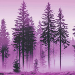 A vibrant colors background featuring a misty forest scene in colorful, with tall trees shrouded in fog creating a mysterious and atmospheric visual effect 06