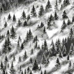 A vibrant colors background featuring a misty forest scene in colorful, with tall trees shrouded in fog creating a mysterious and atmospheric visual effect 05