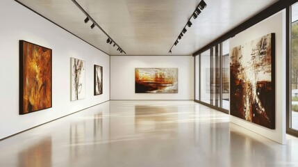 Fototapeta premium Discover stunning artwork in a minimalist art gallery setting.