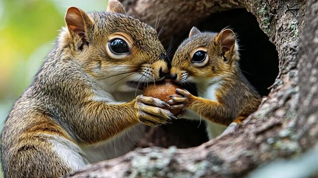 squirrels are eating nuts footage