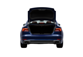 Blue Car's Open Trunk, Rear View with Transparent Background