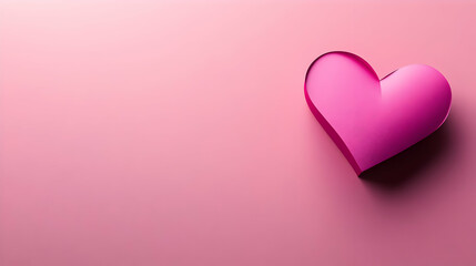 A vibrant pink heart shape on a soft pink background, symbolizing love and affection. Ideal for Valentine's Day or romantic themes.