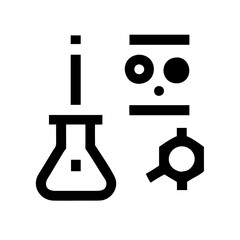 Thin line icon set : brain, molecule, hex, cell corection, virus, flask, round around, vial, chemical industry, alarm, warehouse scales, first aid, pills bottle, microb
