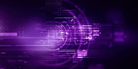 2d illustration Abstract futuristic electronic circuit technology background