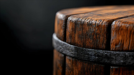 Close-up of an old wooden barrel surface showcasing intricate details and textures, perfect for rustic-themed designs.