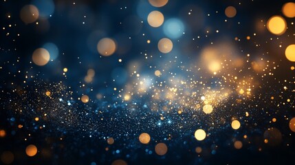Fototapeta premium Bokeh Lights Background with Golden and Blue Sparkles