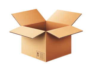 Open cardboard box product isolated on transparent background png