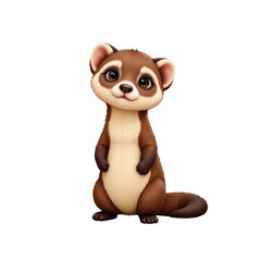 Naklejka premium Cartoon Brown Weasel Standing with Transparent Background