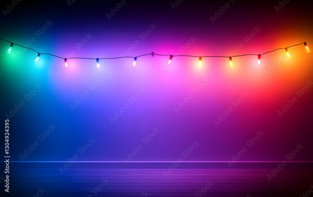 Canvas Prints colorful string lights illuminate a vibrant background, creating a festive and lively atmosphere per