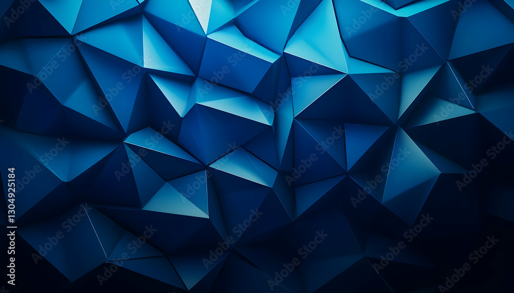 Poster dynamic abstract blue geometric pattern featuring various triangular shapes in a captivating visual 