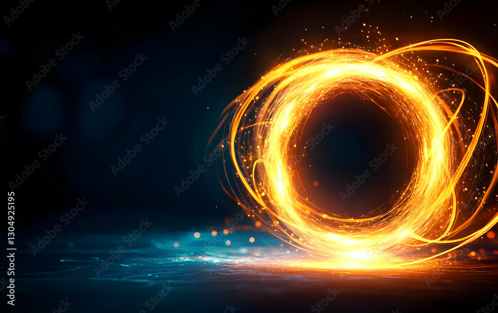 Poster dynamic abstract light forms creating a mesmerizing circle effect, evoking energy and creativity in 