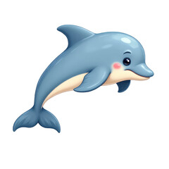 Fototapeta premium Cartoon Dolphin Jumping with Transparent Background