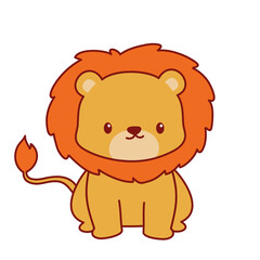 Cute Adorable Lion Cartoon Illustration
