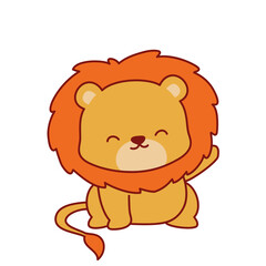 Cute Adorable Lion Cartoon Illustration
