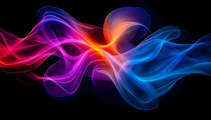 Vibrant abstract waves of color flow gracefully on a black background, creating a mesmerizing visual effect for digital art projects.